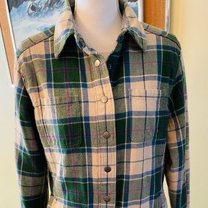 Duluth Trading Co plaid flannel shirt jacket shacket quilted lining size…